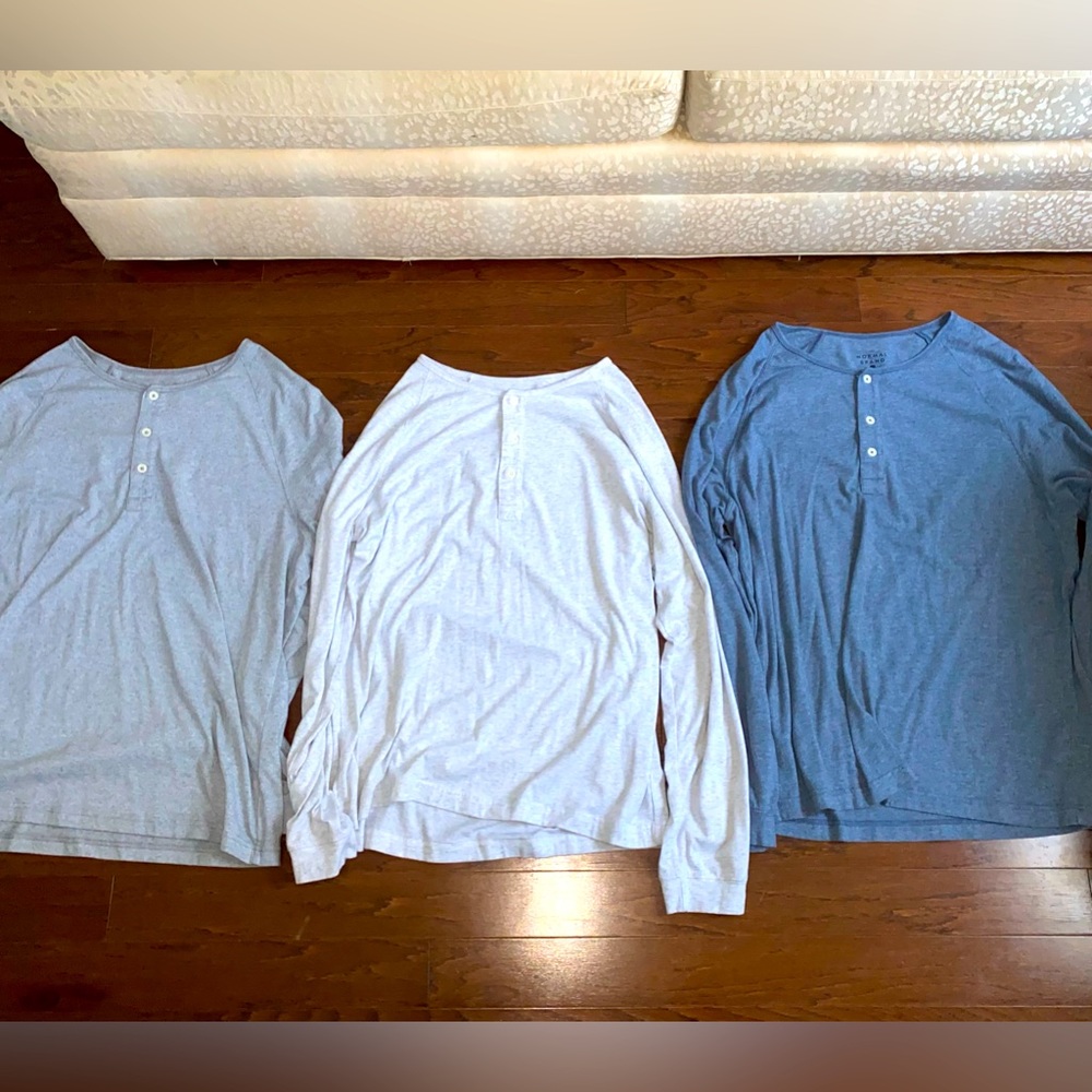The Normal Brand Clothing lot of 3 Mens Puremeso Henley Long Sleeve XL